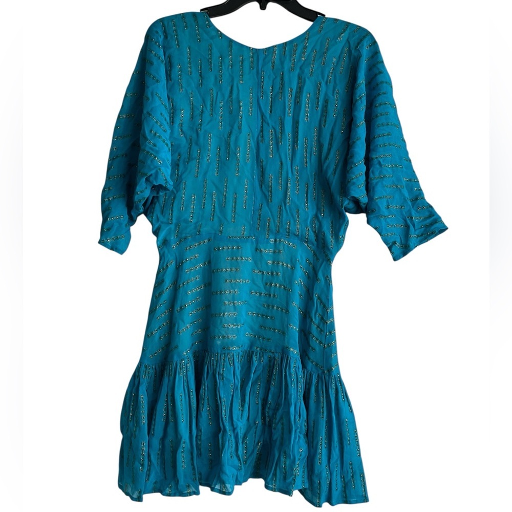 NWT Corey Lynn Calter Tyra Mini Open Back Dress Turquoise Gold Medium - Picture 5 of 8